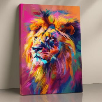 King of Colors lion portrait canvas print by Artfy Canvas – wildlife canvas painting, wall paintings, artwork for wall décor