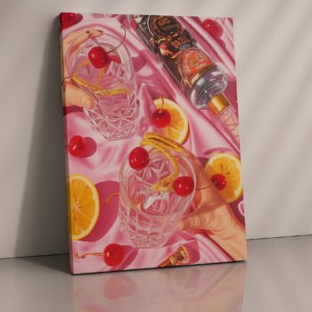 Cherry Citrus Splash cocktail canvas print by Artfy Canvas – bar wall canvas painting, wall paintings, artwork for wall décor