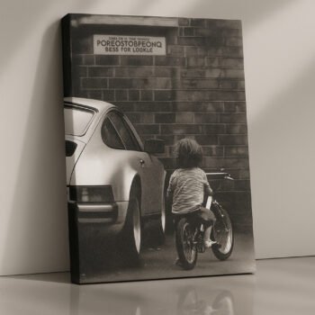 Childhood Dreams & Porsche retro car canvas print by Artfy Canvas – automotive canvas painting, wall paintings, artwork for wall décor
