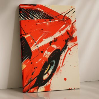 Vintage Red Speed Burst classic car canvas print by Artfy Canvas – retro automotive canvas painting, wall paintings, artwork for wall décor