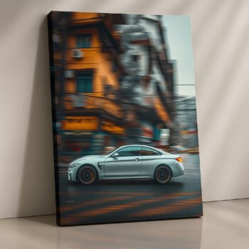 Urban BMW Motion Blur fast lane city canvas print by Artfy Canvas – automotive canvas painting, wall paintings, artwork for wall décor