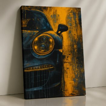 Porsche Glow golden sports car canvas print by Artfy Canvas – luxury automotive canvas painting, wall paintings, artwork for wall décor