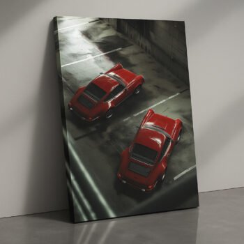 Double Red Legends classic car canvas print by Artfy Canvas – vintage automotive canvas painting, wall paintings, artwork for wall décor