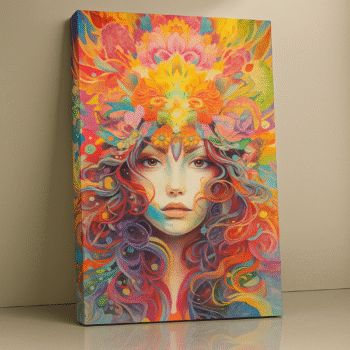 Crown of Color goddess surrealism canvas print by Artfy Canvas – modern canvas painting, wall paintings, artwork for wall décor