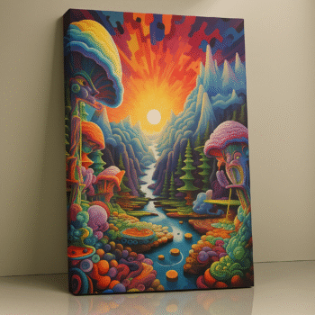 Aurora Grove psychedelic surrealism canvas print by Artfy Canvas – trippy canvas painting, wall paintings, artwork for wall décor