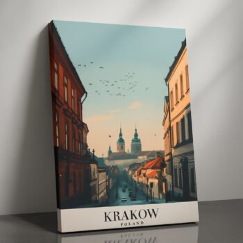 Krakow Old Town skyline canvas print by Artfy Canvas – historic travel canvas painting, wall paintings, artwork for wall décor
