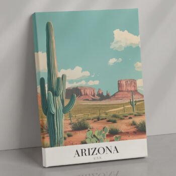 Arizona desert landscape canvas print by Artfy Canvas – vintage travel canvas painting, wall paintings, artwork for wall décor