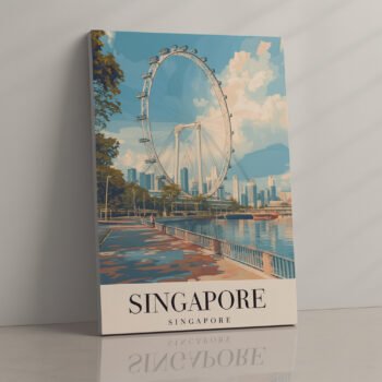 Singapore Ferris Wheel skyline canvas print by Artfy Canvas – modern cityscape canvas painting, wall paintings, artwork for wall décor