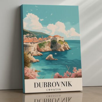 Dubrovnik coastal skyline canvas print by Artfy Canvas – European travel canvas painting, wall paintings, artwork for wall décor
