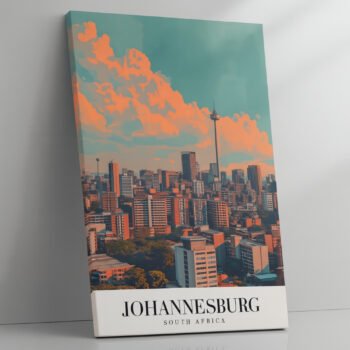 Johannesburg skyline canvas print by Artfy Canvas – African cityscape canvas painting, wall paintings, artwork for wall décor