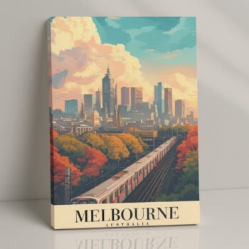 Melbourne railway skyline canvas print by Artfy Canvas – Australian travel canvas painting, wall paintings, artwork for wall décor