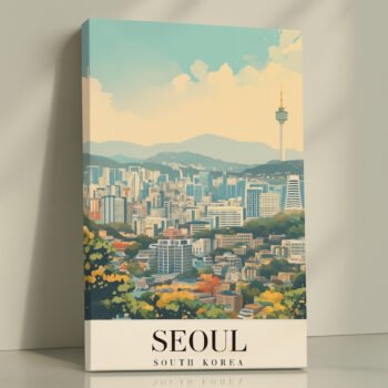 Seoul modern skyline canvas print by Artfy Canvas – Asian cityscape canvas painting, wall paintings, artwork for wall décor