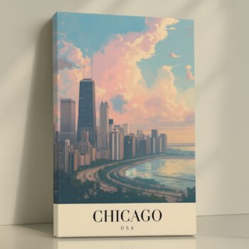 Chicago modern skyline canvas print by Artfy Canvas – urban travel canvas painting, wall paintings, artwork for wall décor