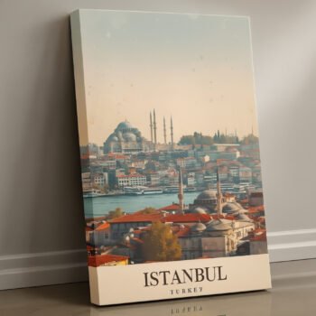 Istanbul mosques skyline canvas print by Artfy Canvas – cultural travel canvas painting, wall paintings, artwork for wall décor