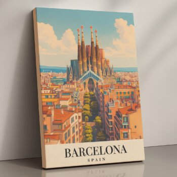 Barcelona Sagrada Familia skyline canvas print by Artfy Canvas – European travel canvas painting, wall paintings, artwork for wall décor