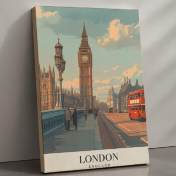 London Big Ben and red bus canvas print by Artfy Canvas – travel canvas painting, wall paintings, artwork for wall décor