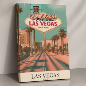 Las Vegas Welcome Sign canvas print by Artfy Canvas – Americana retro canvas painting, wall paintings, artwork for wall décor