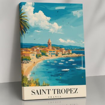 Saint Tropez coastal canvas print by Artfy Canvas – seaside travel canvas painting, wall paintings, artwork for wall décor