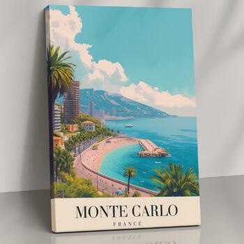 Monte Carlo coastal canvas print by Artfy Canvas – European travel canvas painting, wall paintings, artwork for wall décor