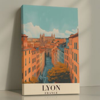 Lyon historic street canvas print by Artfy Canvas – European travel canvas painting, wall paintings, artwork for wall décor