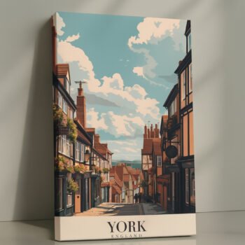 York historic street canvas print by Artfy Canvas – vintage travel canvas painting, wall paintings, artwork for wall décor