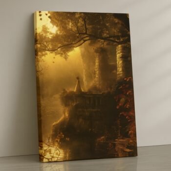 Golden Solitude minimal radiant canvas print by Artfy Canvas – abstract modern canvas painting, wall paintings, artwork for wall décor