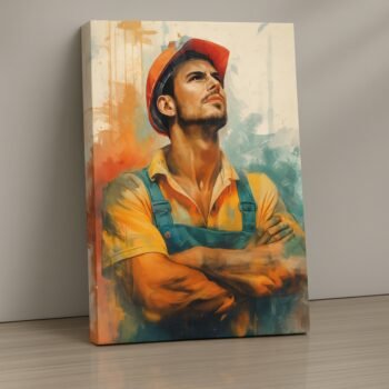 Workman’s Pride industrial tribute canvas print by Artfy Canvas – urban worker canvas painting, wall paintings, artwork for wall décor