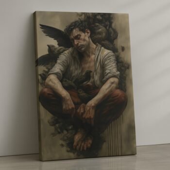 Flock of Sorrow emotional portrait canvas print by Artfy Canvas – dramatic canvas painting, wall paintings, artwork for wall décor