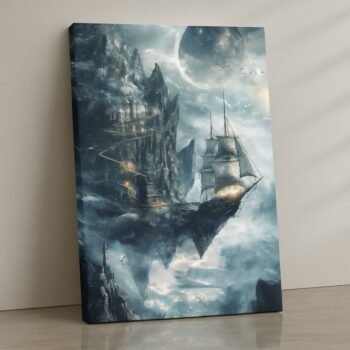 Celestial Armada fantasy ship canvas print by Artfy Canvas – surreal cosmic canvas painting, wall paintings, artwork for wall décor