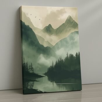 Verdant Aether mountain landscape canvas print by Artfy Canvas – scenic nature canvas painting, wall paintings, artwork for home décor