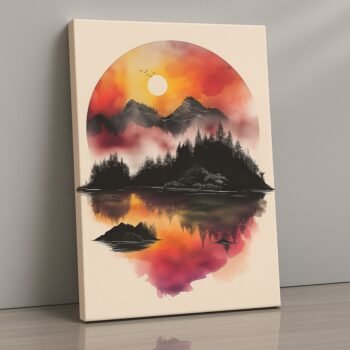 Golden Solace sunset landscape canvas print by Artfy Canvas – radiant horizon canvas painting, wall paintings, artwork for home décor