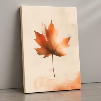 Maple Drift autumn leaf canvas print by Artfy Canvas – seasonal rustic canvas painting, wall paintings, artwork for wall décor