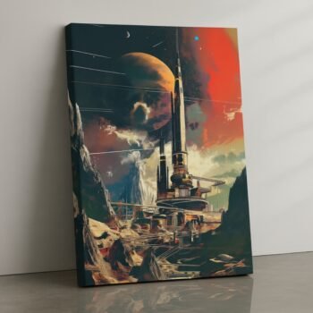 Cosmoview sci-fi space tower canvas print by Artfy Canvas – futuristic cosmic canvas painting, wall paintings, artwork for wall décor