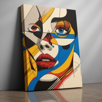 Faceplay cubist portrait canvas print by Artfy Canvas – abstract modernist canvas painting, wall paintings, artwork for wall décor