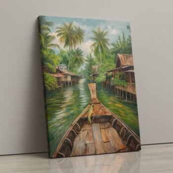 Riverway Calm serene landscape canvas print by Artfy Canvas – peaceful nature canvas painting, wall paintings, artwork for wall décor
