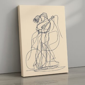 Eternal Embrace romantic line art canvas print by Artfy Canvas – minimalist modern canvas painting, wall paintings, artwork for wall décor