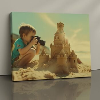 Sand Logic beach nostalgia canvas print by Artfy Canvas – playful childhood wall painting for kids’ room décor
