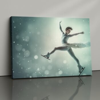 Frost Sync figure skating ice dance canvas print by Artfy Canvas – dynamic winter sports painting