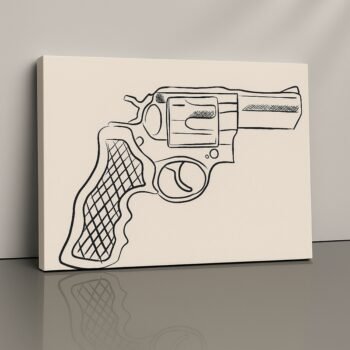 Trigger Protocol revolver sketch canvas print by Artfy Canvas – bold pop-art décor