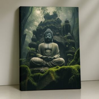 Forest Serenity Buddha Canvas Print with calming forest backdrop.