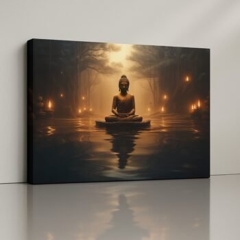 Mystic Flame Path Canvas Print with glowing pathway of light and warmth.