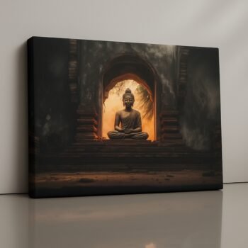 Temple Light Gate Canvas Print with glowing temple gate and sacred light.