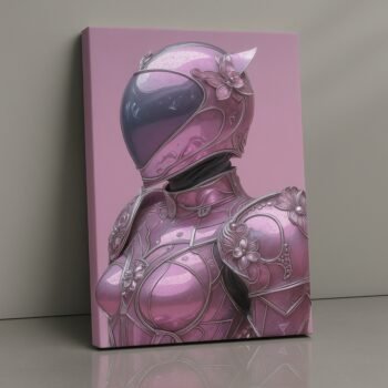 Neon Valkyrie futuristic warrior canvas print by Artfy Canvas – cyberpunk heroine canvas painting, wall paintings, artwork for wall décor