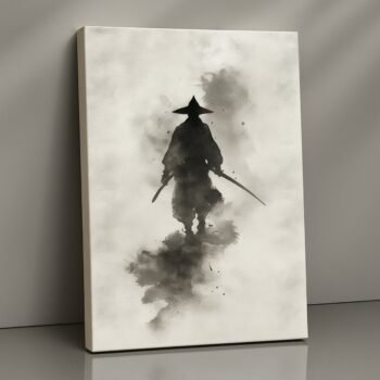 Inkblade Wanderer samurai minimalist canvas print by Artfy Canvas – Japanese warrior canvas painting, wall paintings, artwork for wall décor