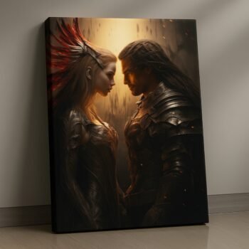 Eternal Rivals fantasy warrior canvas print by Artfy Canvas – epic battle canvas painting, wall paintings, artwork for wall décor