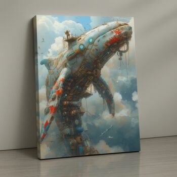 Sky Whale Titan steampunk fantasy canvas print by Artfy Canvas – surreal creature canvas painting, wall paintings, artwork for wall décor