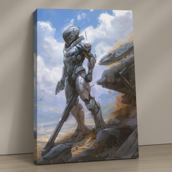 Steel Horizon sci-fi warrior canvas print by Artfy Canvas – futuristic battle canvas painting, wall paintings, artwork for wall décor