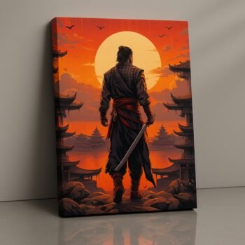 Samurai Dusk Japanese warrior canvas print by Artfy Canvas – samurai art canvas painting, wall paintings, artwork for wall décor