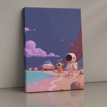 Cosmic Sandbox whimsical sci-fi canvas print by Artfy Canvas – playful futuristic canvas painting, wall paintings, artwork for wall décor