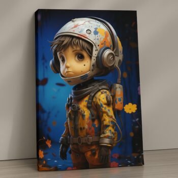 Astro Sprout child explorer canvas print by Artfy Canvas – whimsical space canvas painting, wall paintings, artwork for wall décor